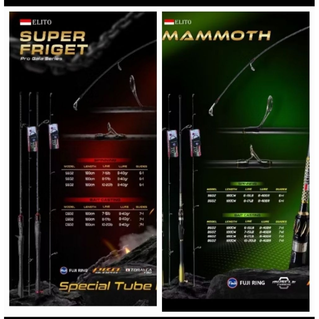 Joran ROD ELITO MAMMOTH / SUPER FRIGATE Solid Carbon Ring Fuji 180cm