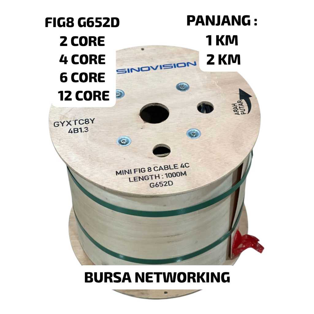 Kabel Fiber Optik FO FIG8 FIG 8 G652D CORE 2 CORE, 4 CORE, 6 CORE, 12 CORE PANJANG 1KM 2KM Kabel FO 