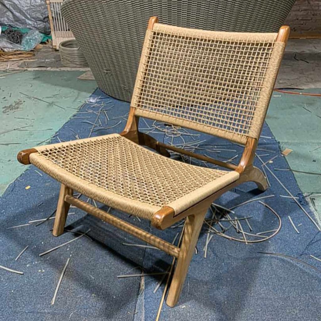 kursi males jati anyaman rotan, tali loom , super murah