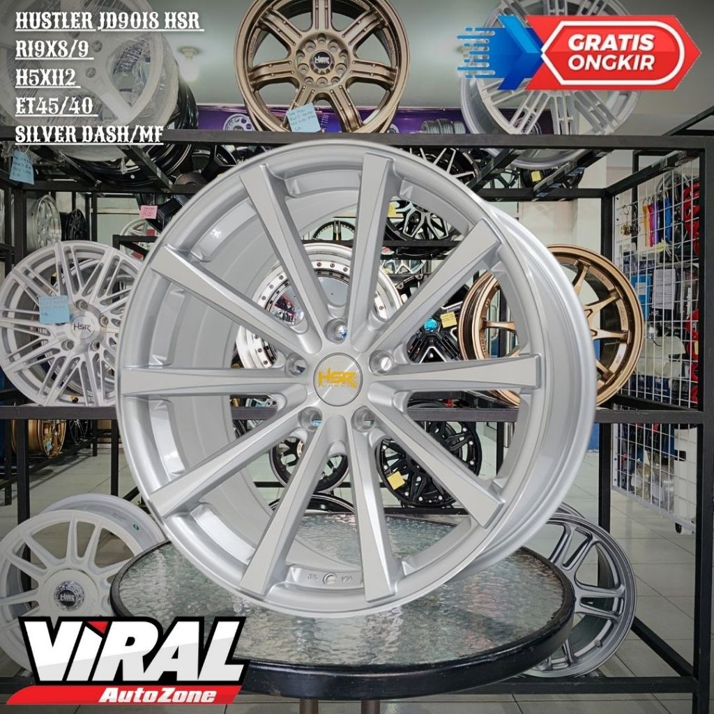 Velg Racing BELANG Ring 19 Lebar 8/9 PCD 5x112 HSR HUSTLER JD9018 Silver