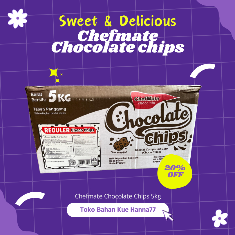 

Chefmate Chocolate Chips 5kg Coklat Butir Tahan Panggang untuk Kue Cookies dan Topping Hanna77