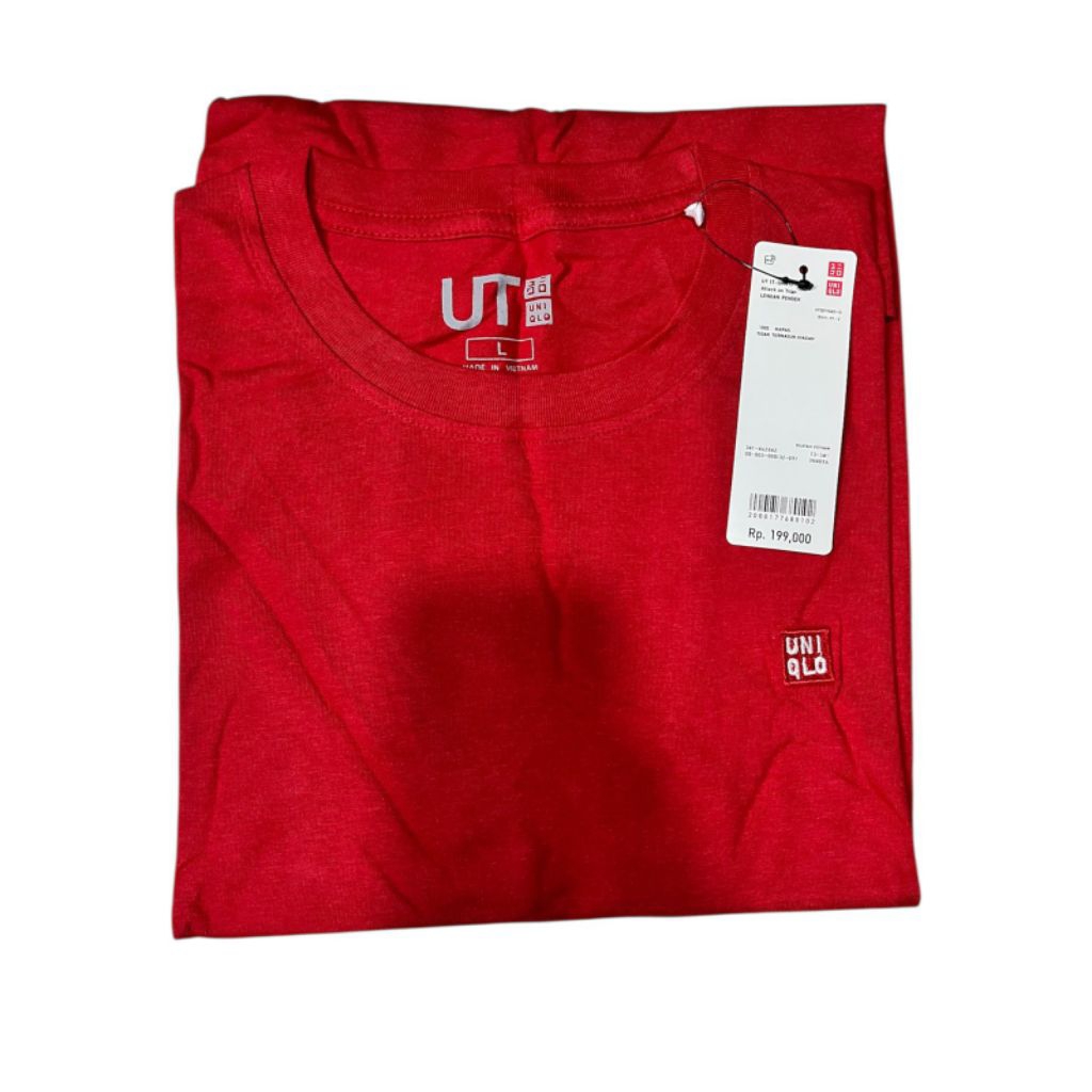 Promo Kaos Uniqlo Lengan Pendek Unisex Logo Bordir 100K 3 Pcs Random
