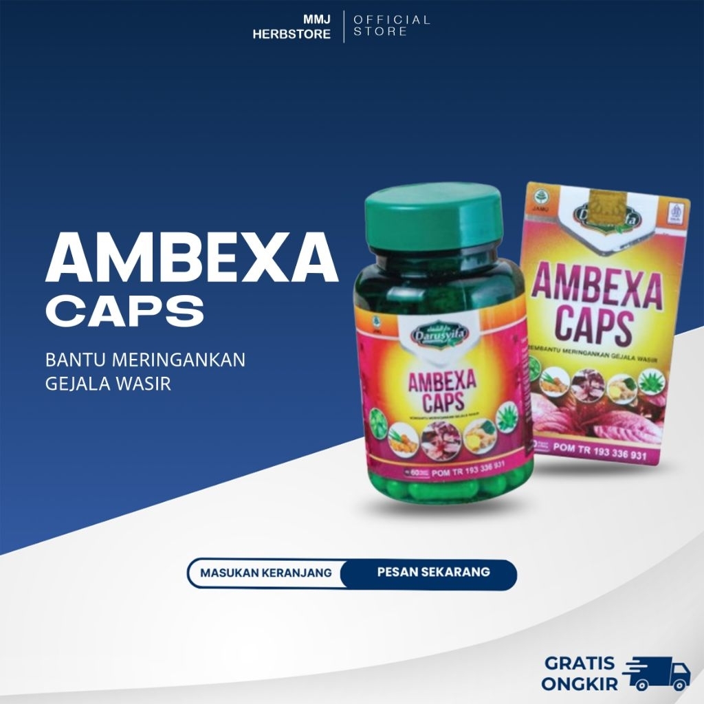 AMBEXA CAPS Asli Original Kapsul Ekstrak Daun Ungu Darusyifa Obat Herbal Atasi Wasir Ambeyen Ambeien