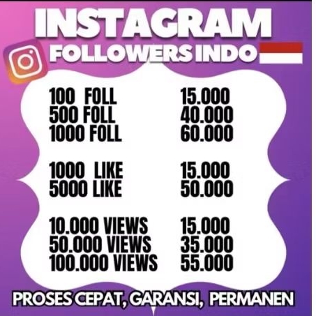 Jasa tambah follower/view/like IG asli orang indo, proses cepat, aman, amanah, garansi permainan