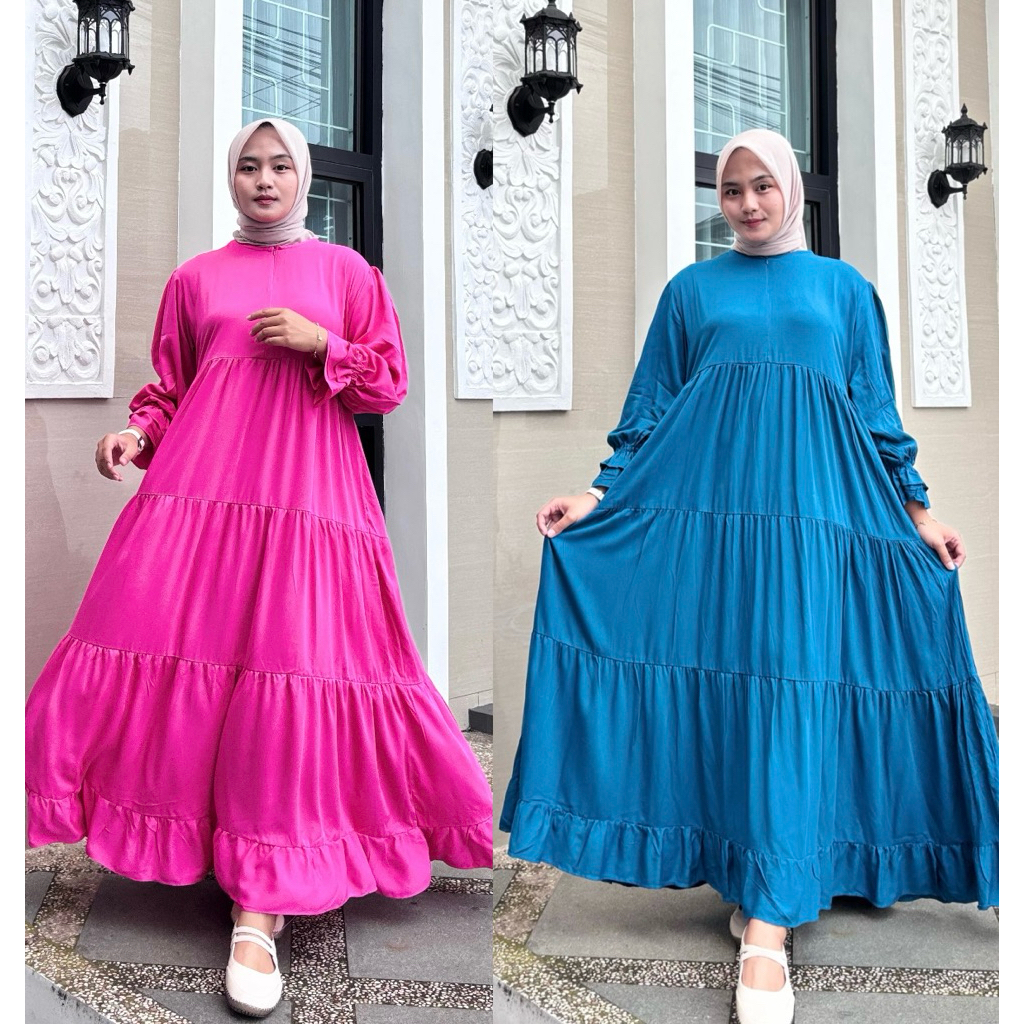 [[COD]] GAMIS MEDINA RAYON TWILL KEKINIAN LD 120 || MEDINA DRESS RAYON POLOS TEBAL JUMBO