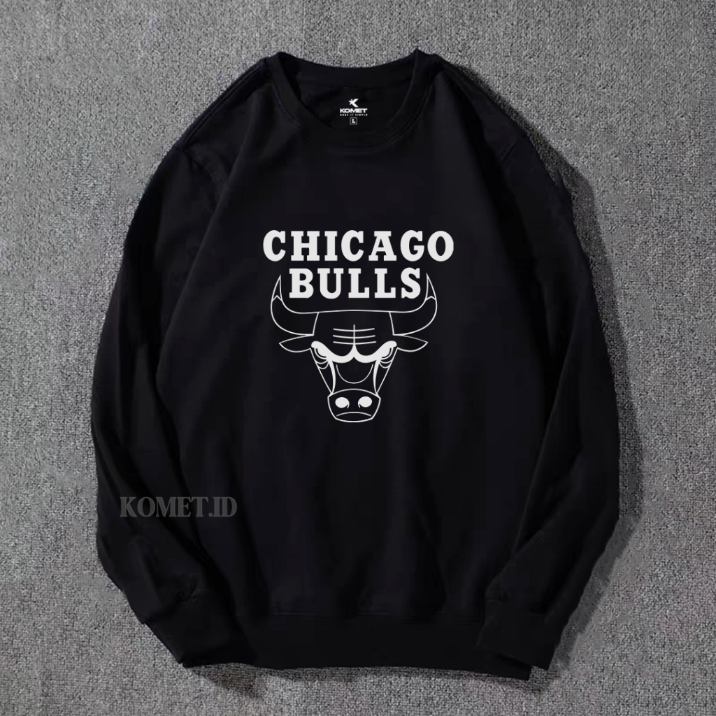 CHICAGO BULLS Sweater Crewneck Oversize Vintage Fleece 300GSM Black