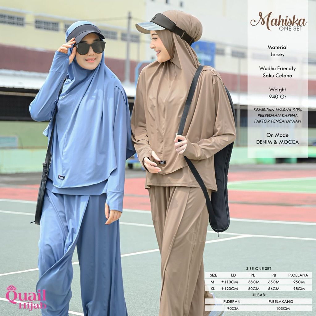 mahiska set baju olahraga wanita ori quail hijab kaos olahraga ld 120 outfit sport  syari wanita ola