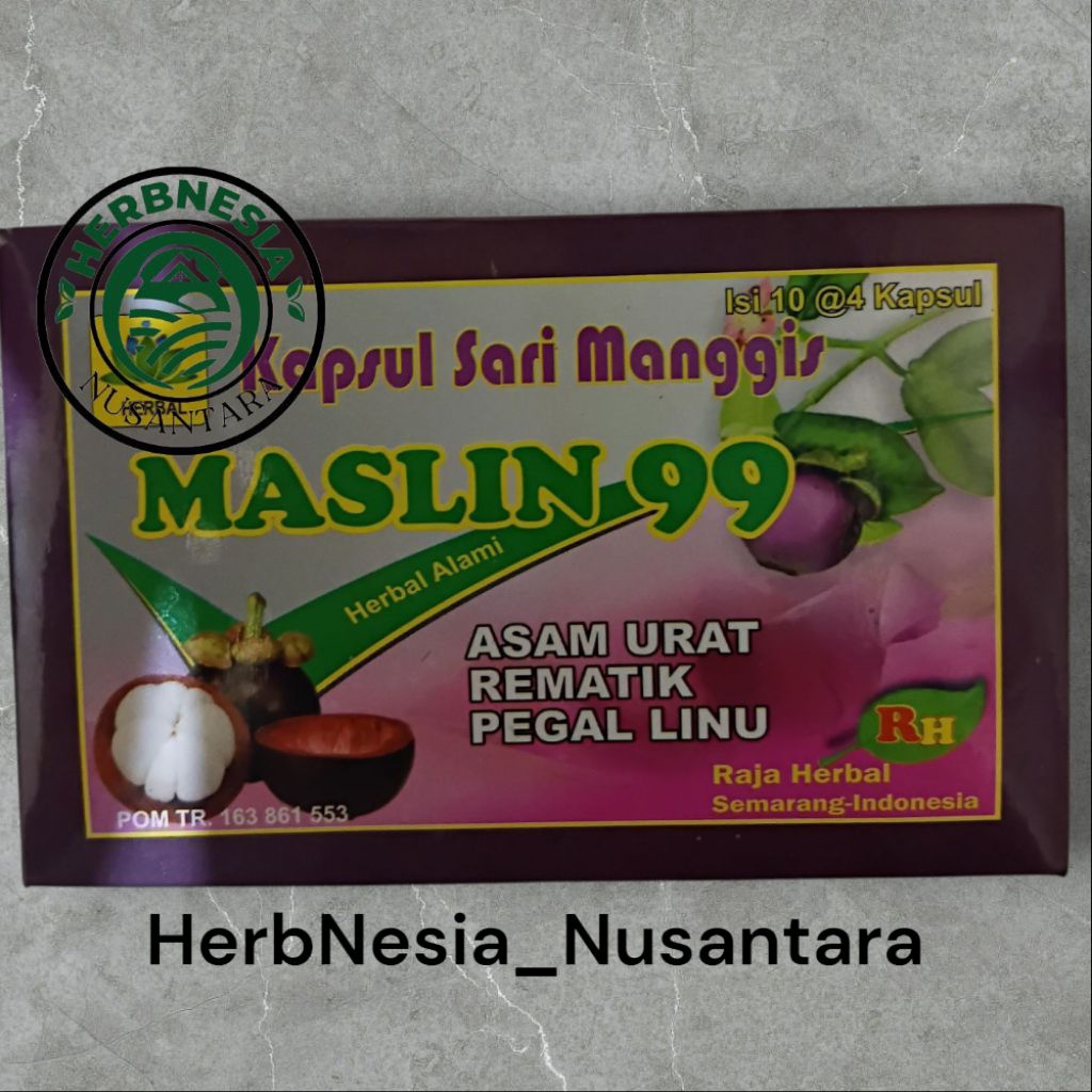 MASLIN 99 [ KAPSUL SARI MANGGIS ASAM URAT, REMATIK, PEGAL LINU ] ORIGINAL