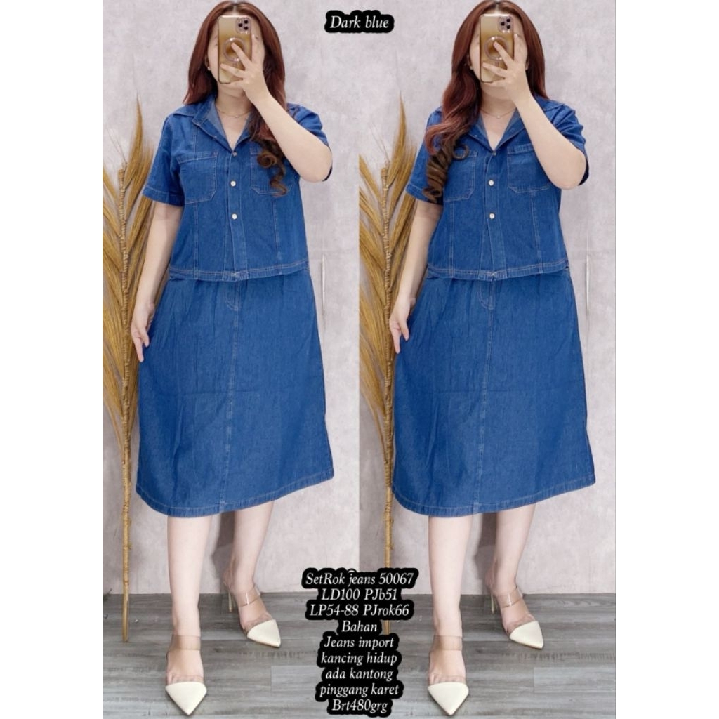 FER 45097 / 50067 SET ROK JEANS BKK IMPORT / SET ROK JEANS WANITA LD 100CM / READY / REALPICT