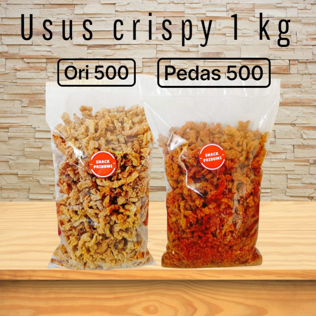 

usus crispy 1 kg 2 varian rasa pedas 500 ori 500