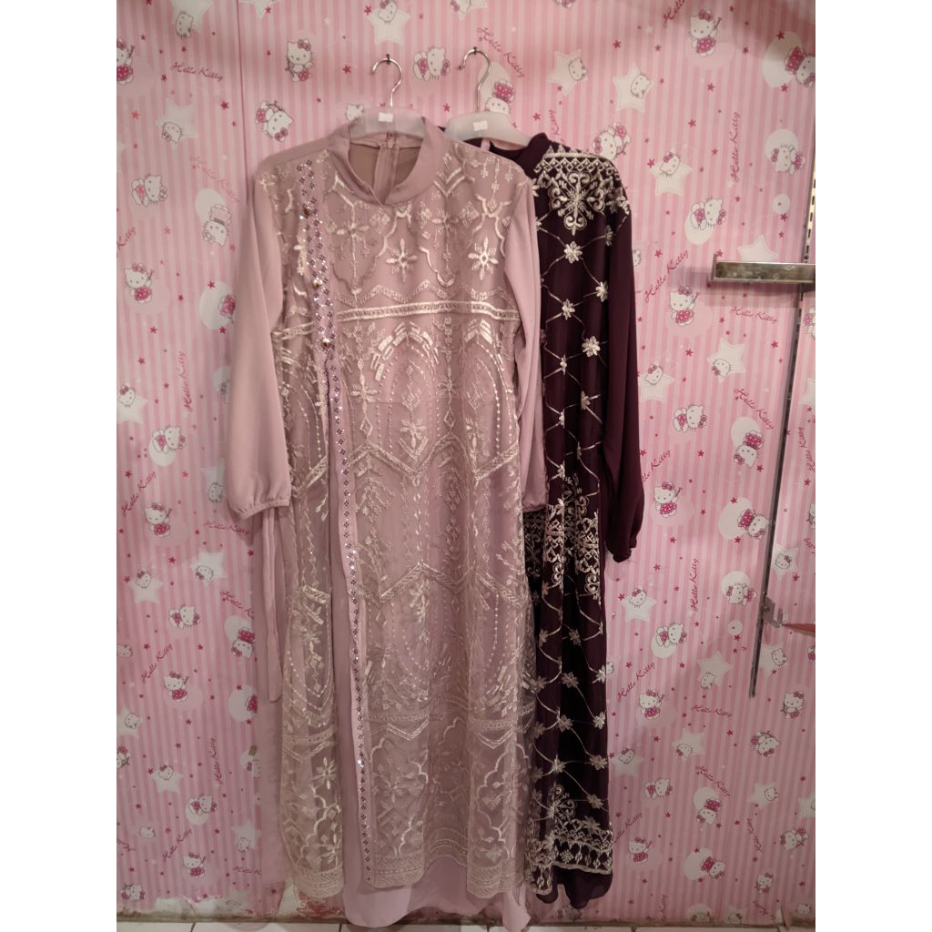 Dress Gamis Bordir Ceruty Pakaian Muslim Wanita Remaja Dewasa