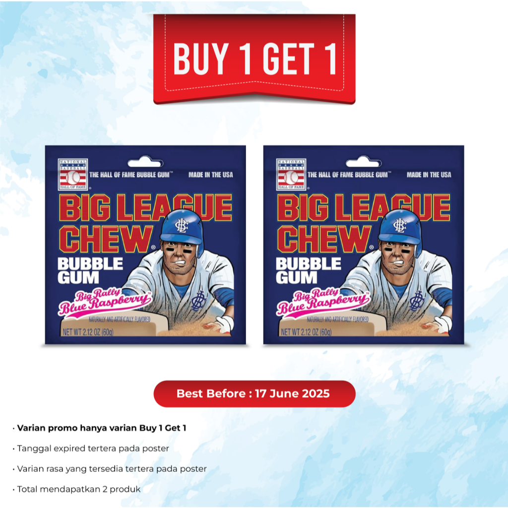 

Big League Chew Blue Raspberry 2.12 oz - permen karet Import USA