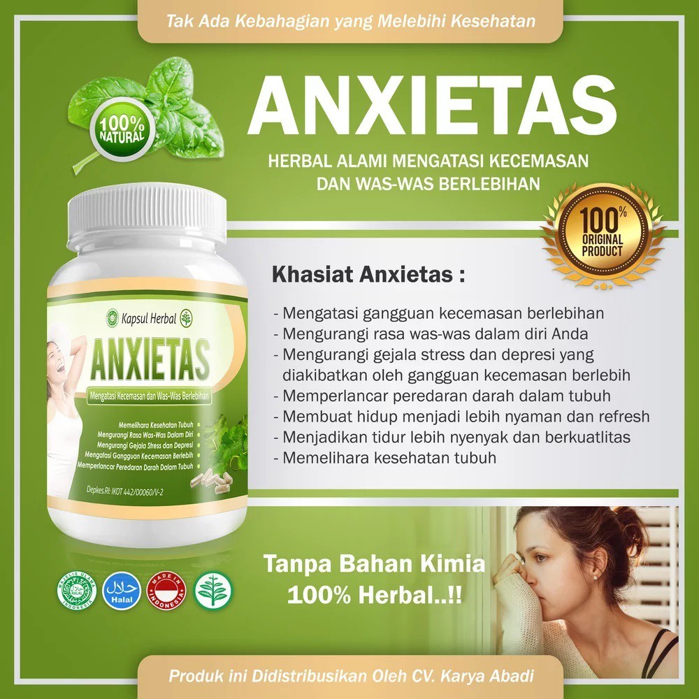 ANXIETAS anxieherb obat herbal anti depresi was was,depresi bpom original
