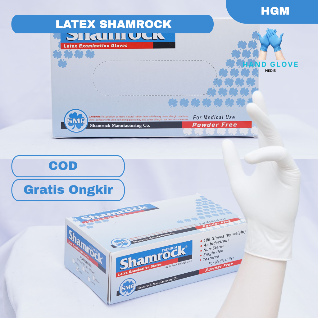 Hand Glove - Sarung Tangan Latex - Gloves Shamrock - Shamrock Food Grade - Sarung Tangan Putih