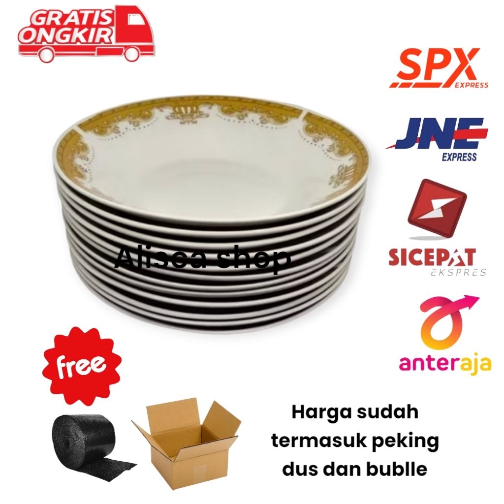 PIRING MAKAN MOTIF BATIK 1 LUSIN PIRING MAKAN BELING PIRING MAKAN KERAMIK