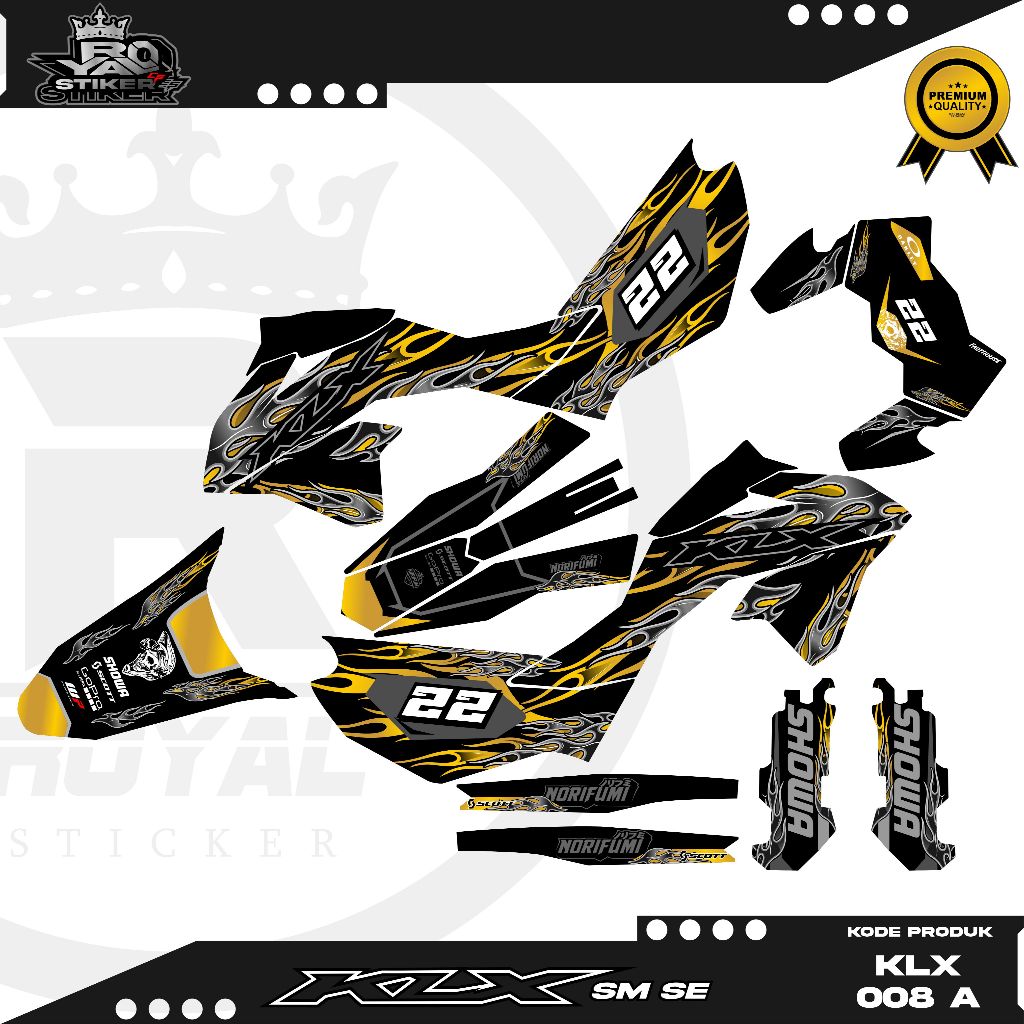 DECAL STIKER KLX SM SE -FULL BODY MOTOR KAWASAKI KLX BISA CUSTOM NAMA NOMOR - KLX 008