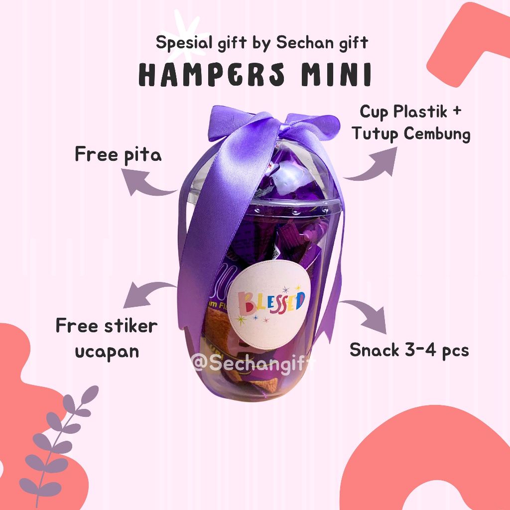 

Gift snack Pink/ hampers mini / hampers cup/ snack cup / Mini Hampers / Mini Gift Ulang Tahun