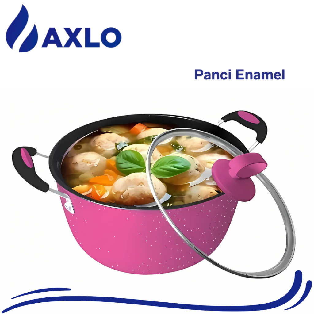 Panci Sop Banyak Ukuran Panci Sop Enamel Stainless Penggorengan Enamel Panci Enamel tutup kaca