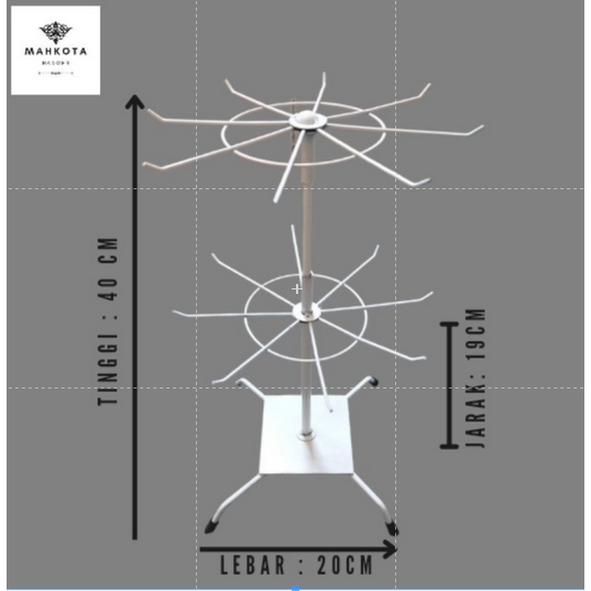 Rak Display putar Matahari 2 susun gantungan aksesoris display