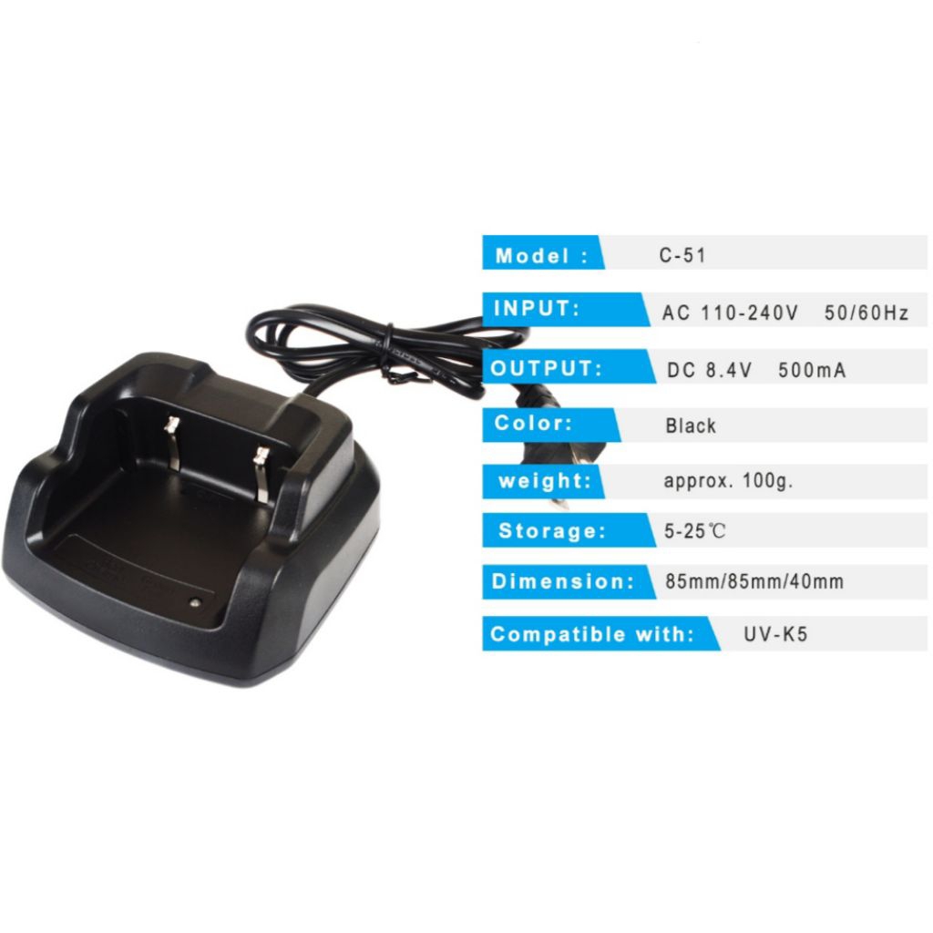 Charger HT Quansheng UV-K5 UV K6 Texas T3 Berlin BL-558 Ori