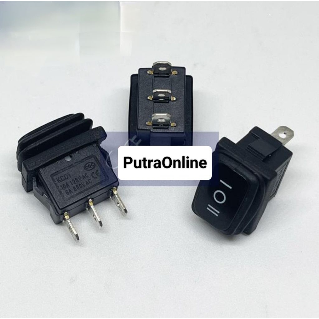 Saklar On Off On Waterproof 3 pin Kecil / Rocker Switch Anti Air 3 Kaki