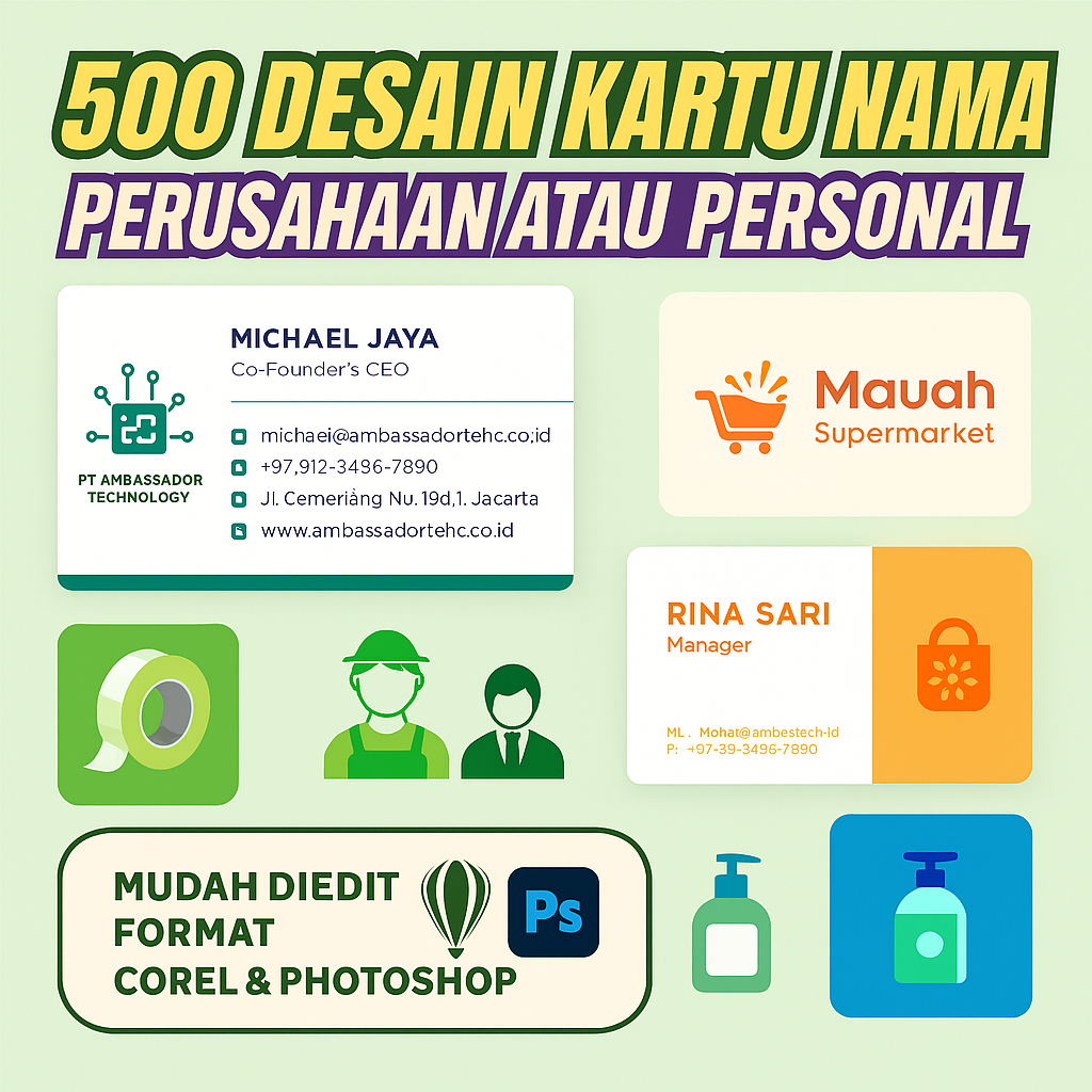 

500++ TEMPLATE DESAIN KARTU NAMA PERUSAHAAN / PERSONAL BISNIS