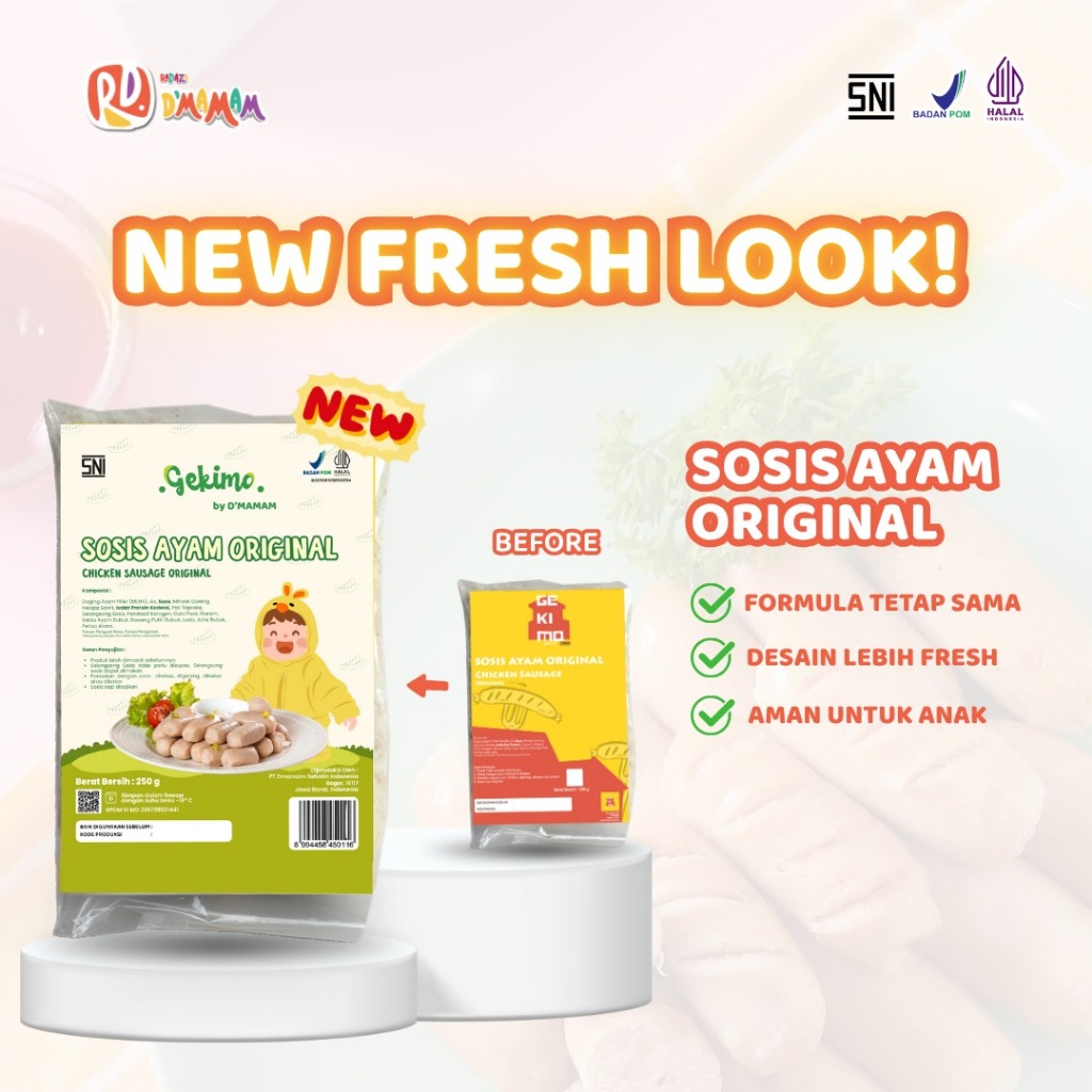 

Chicken Sausage Original 200g D'MAMAM Gekimo Sosis Ayam Anak MPASI Homemade SNI BPOM HALAL Non Telur