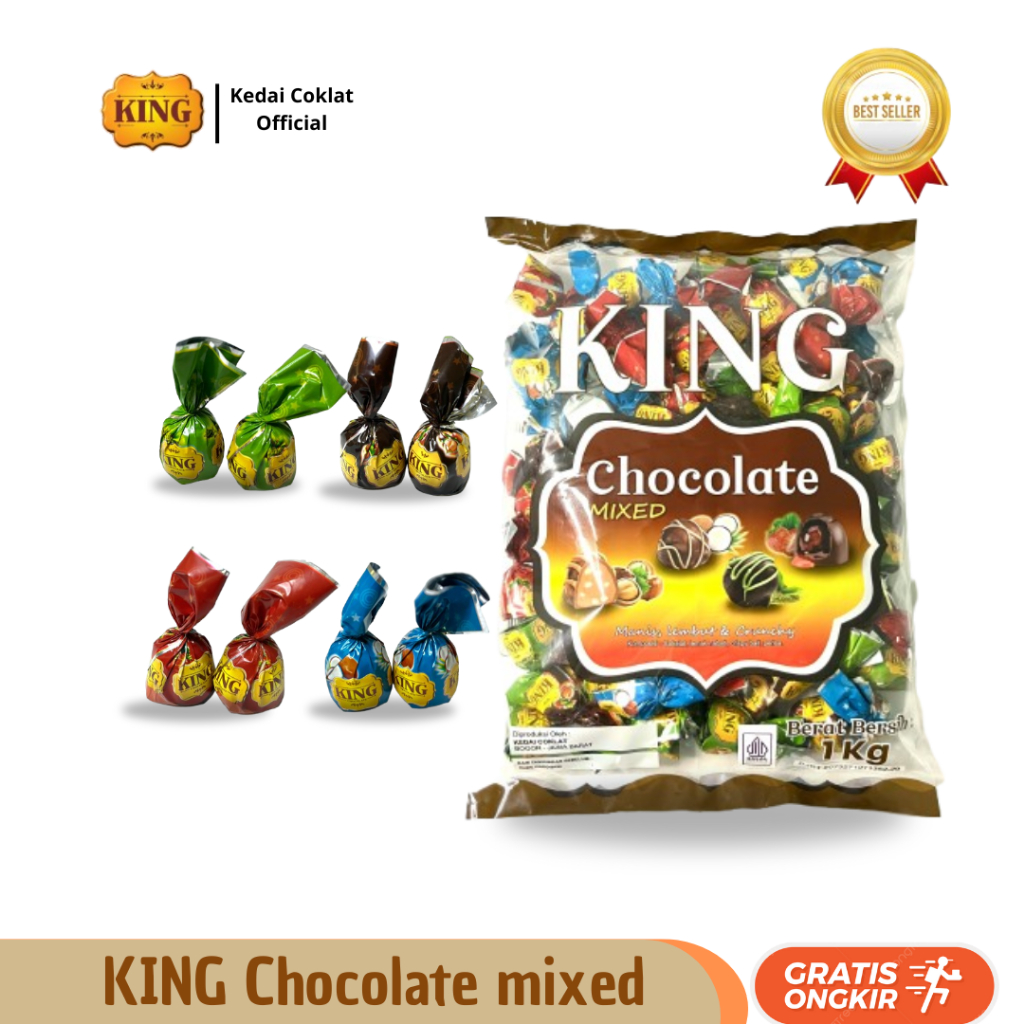 

King Chocolate Mixed Truffle 1 Kg | Coklat arab | Coklat turkey | Coklat mix rasa strawberry hazelnut coconut matcha | bisa untuk oleh-oleh haji dan umroh