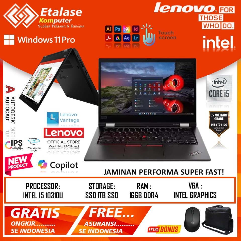 Lenovo ThinkPad L13 YOGA Intel Core i5 10310U 16GB 1TB SSD 13.3" Full HD Touchscreen