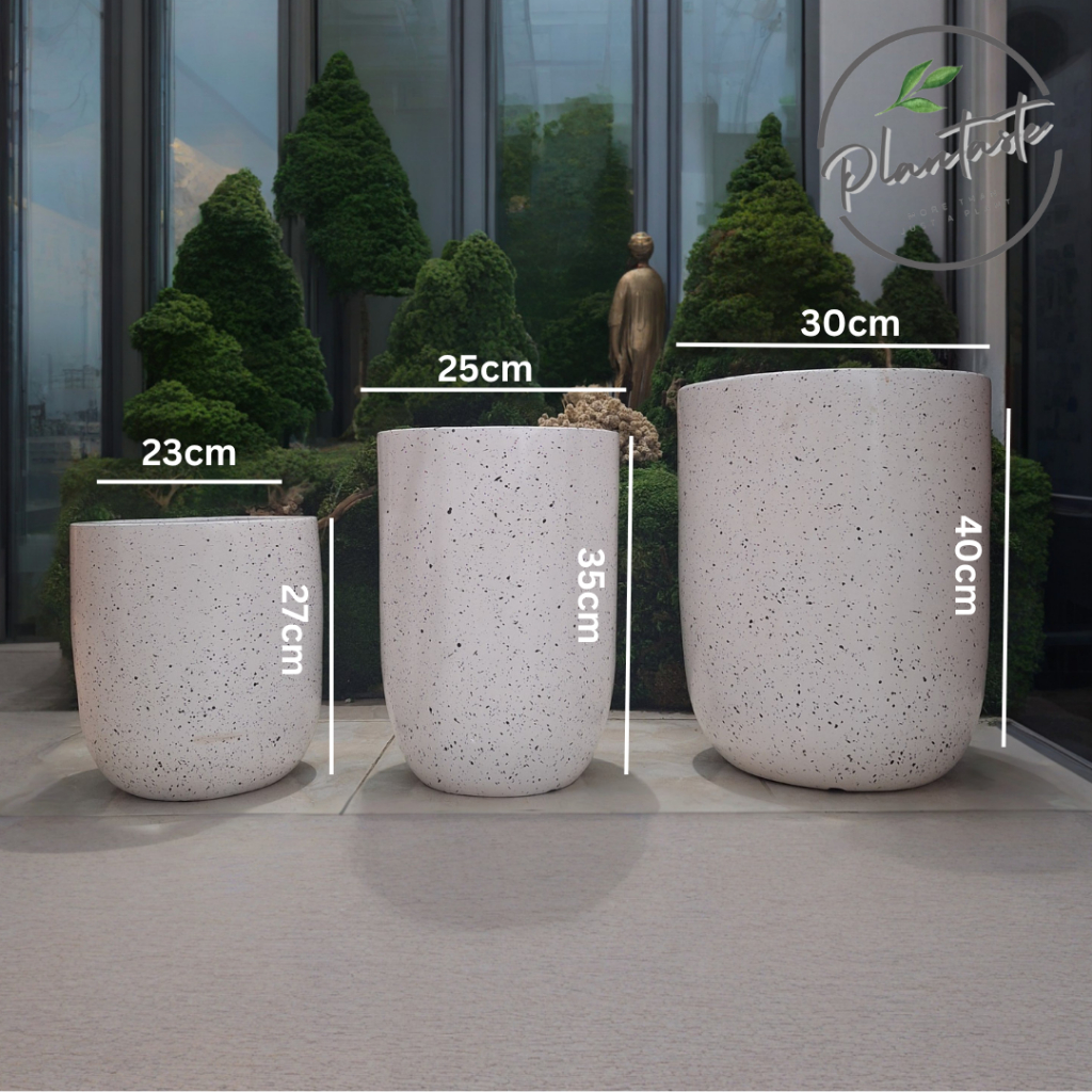 Pot Premium Indoor Kapsy Putih Bintik Glossy Series Pot Gerabah Tanah Liat Plantaste