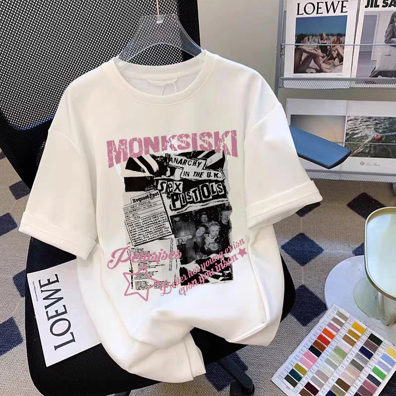 Cotton Kaos Oversize Wanita - Amerika Style Printed - T-shirt