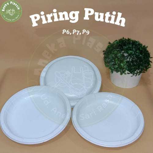 Piring Plastik Tebal putih P6 P7 P9 / Piring Sekali pakai Putih
