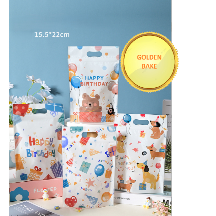 

GBake [ISI 50 LEMBAR - 15x22+3.5 cm] Plastik Klip Ziplock Motif HAPPY BIRTHDAY Plastik Standing Lucu Zipper Bag Motif Cookies Bag Packing Kemasan