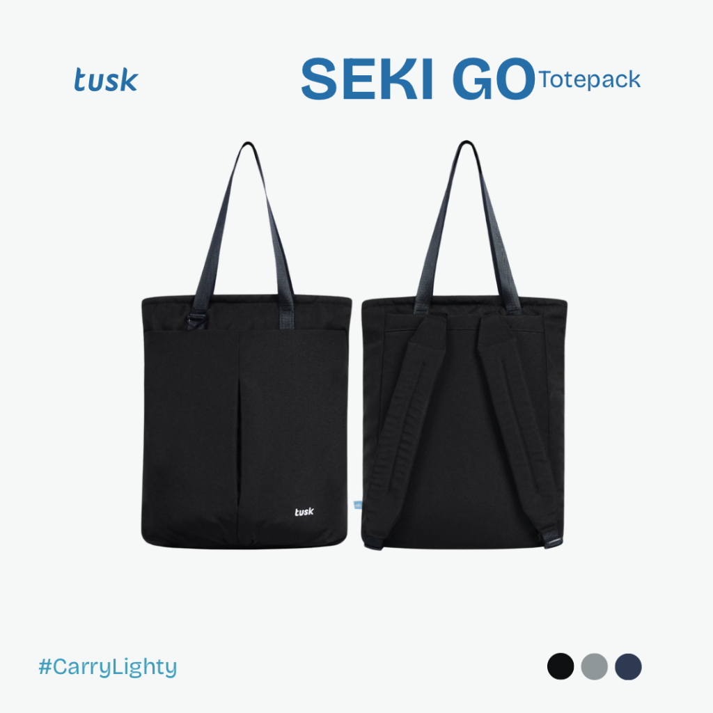 Tusk Totepack Seki  GO Black Totebag Pria Wanita Backpack