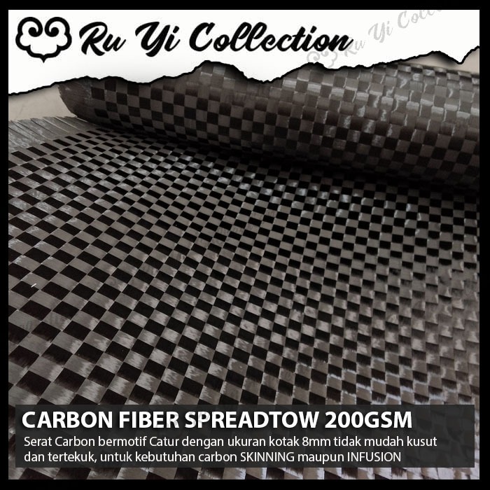 CARBON FIBER SPREADTOW 12K 200GSM SERAT KARBON CATUR ASLI BKN KEVLAR