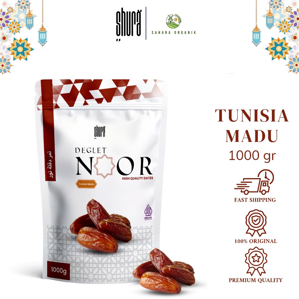 

Shura Kurma Tunisia 1 kg Deglet Noor Kemasan Pouch