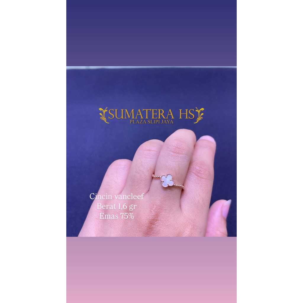 Cincin vancleef putih emas 750%/17K