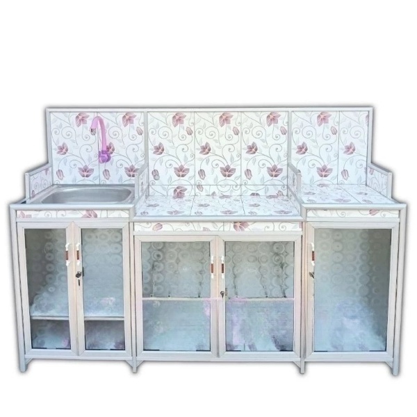 Rak piring wastafel 5 pintu holo/lemari dapur serbaguna /wastafel rak kompor aluminium/free keran