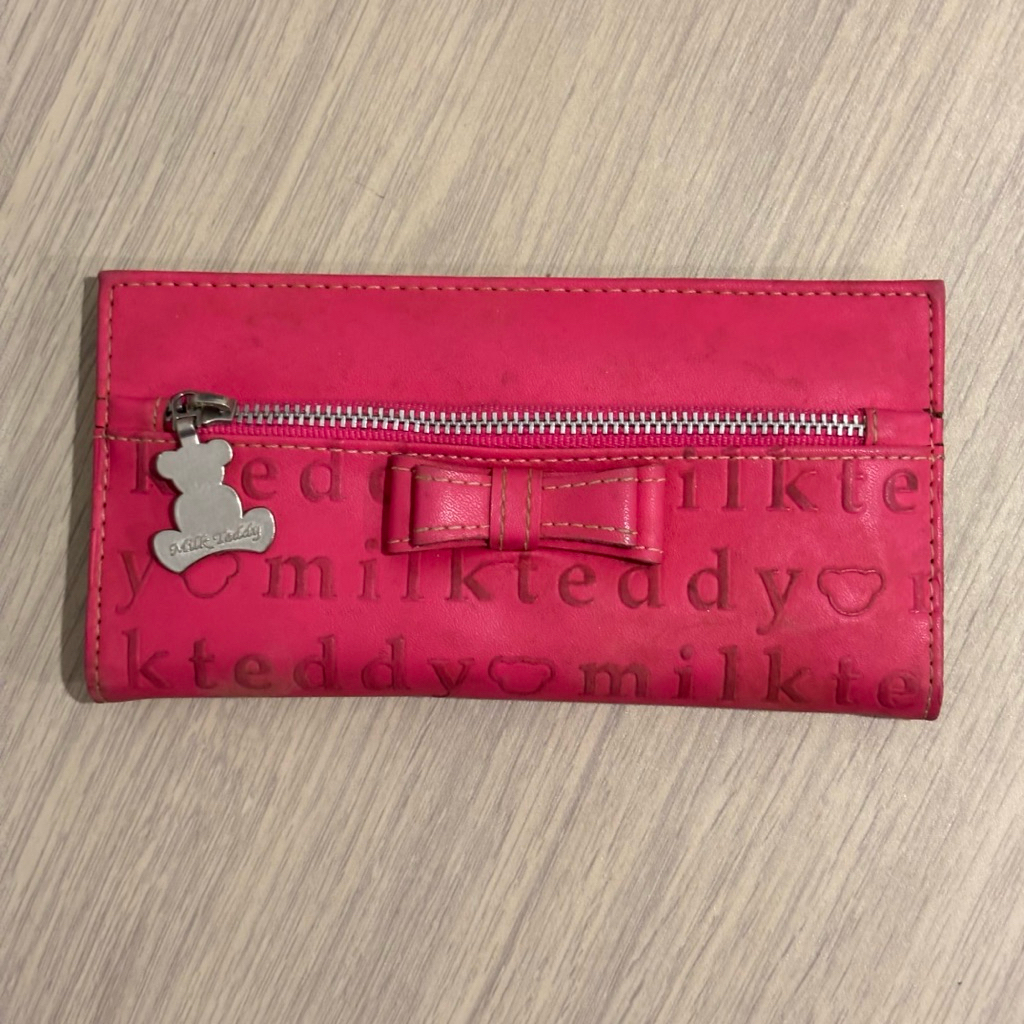 milk teddy dompet lipat kartu pastel pink tosca wallet