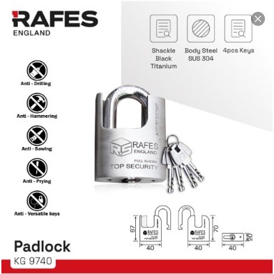 Gembok Pad Lock Series RAFES ENGLAND - KG 9740