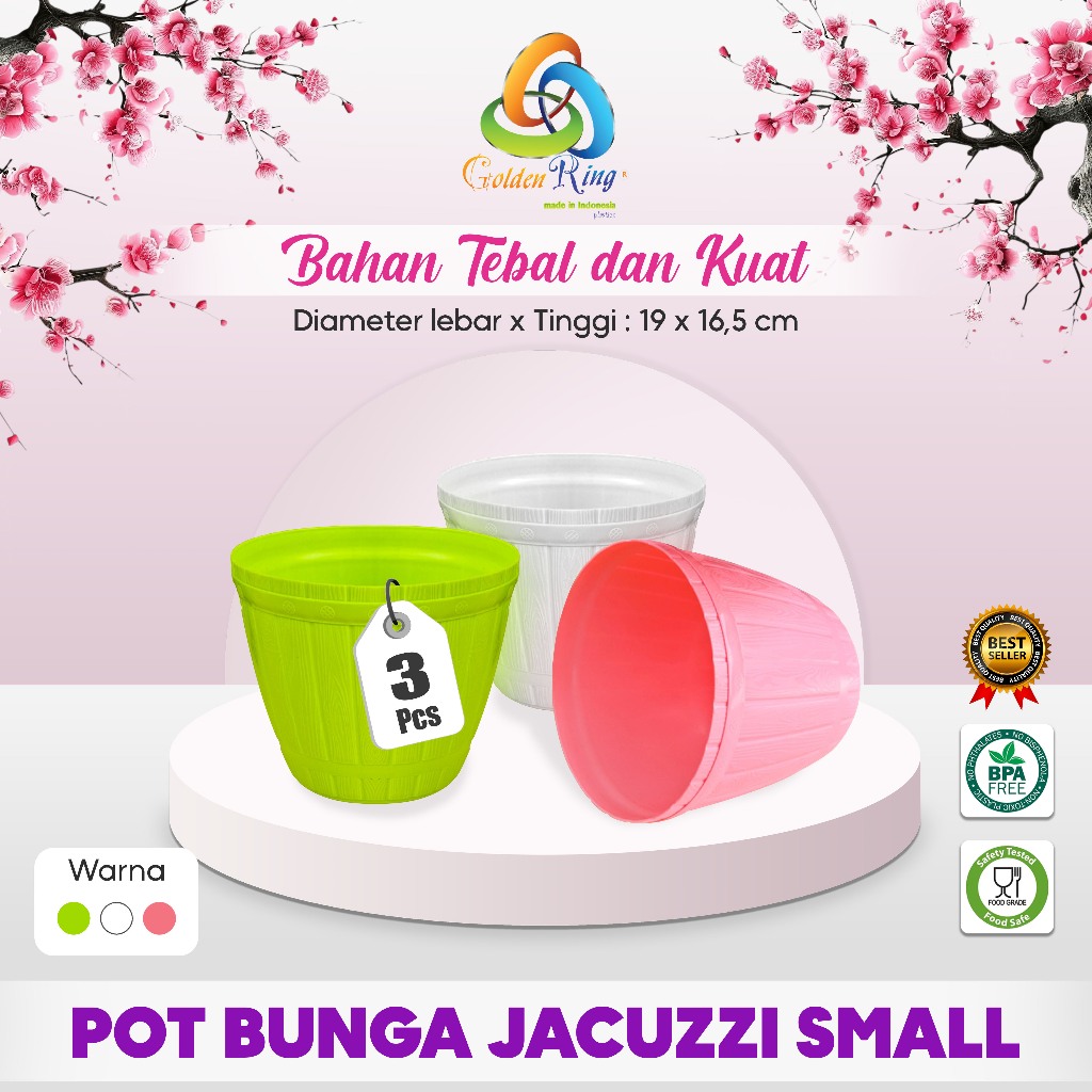 (3 Pcs) Pot Bunga Jacuzzi/Pot Bunga Plastik / Pot Plastik Murah / Pot Plastik Hiasan Meja / Pot Tana