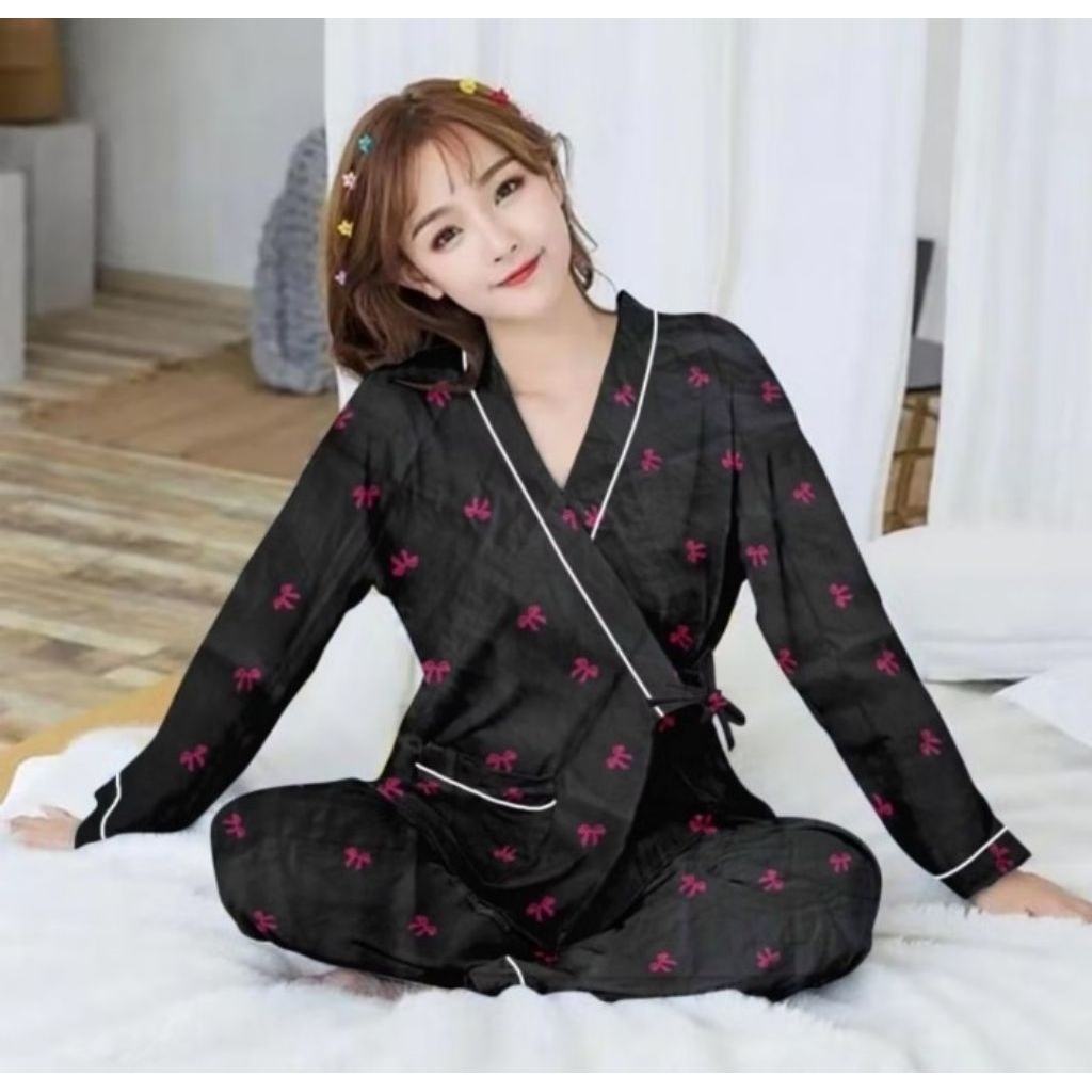 𝐀𝐙𝐊𝐀 𝐅𝐚𝐬𝐡𝐢𝐨𝐧 Makassar ❤ Piyama Kimono lengan panjang | Baju tidur kimono | Baju tidur lengang &celan