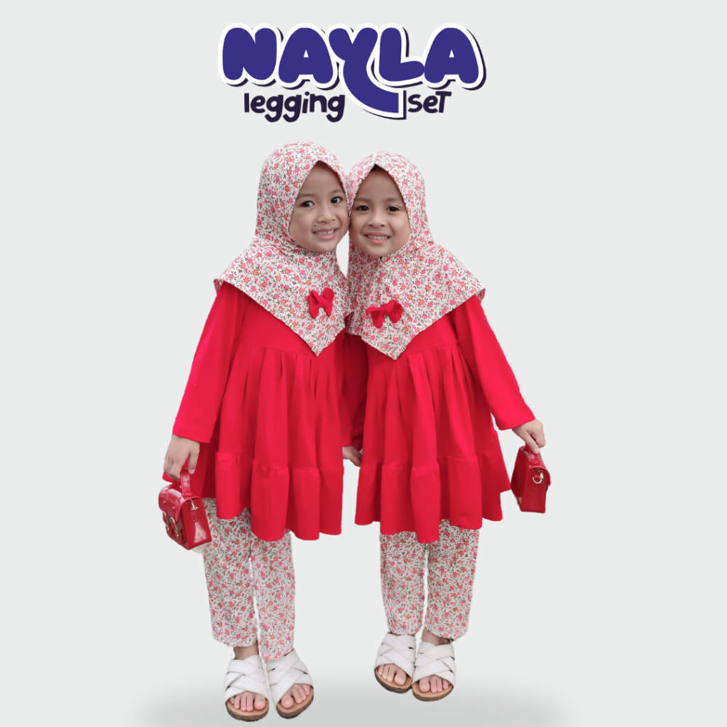 Lilbi Nayla Legging Set - Setelan Tunik Baju Muslim Bahan Kaos Set Hijab Anak Perempuan