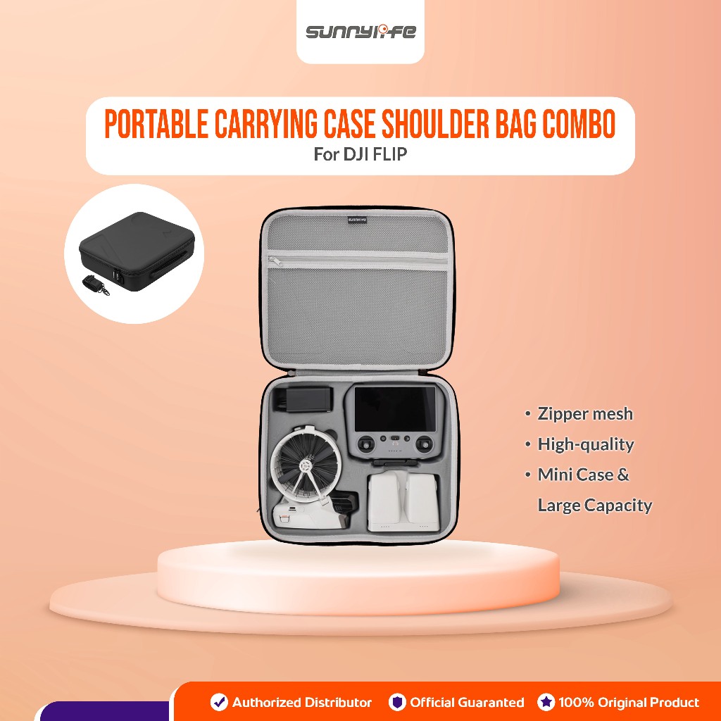 SUNNYLIFE Portable Carrying Hard Case for DJI FLIP Waterproof HITAM BLACK Water Resistant Tas PU Lea