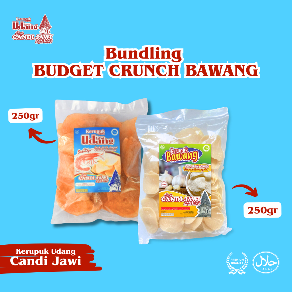 

[BUY1 GET 1] Bundling Kerupuk Udang+ Kerupuk Bawang Cap Candi Jawi Mentah 250gr x 2 Food