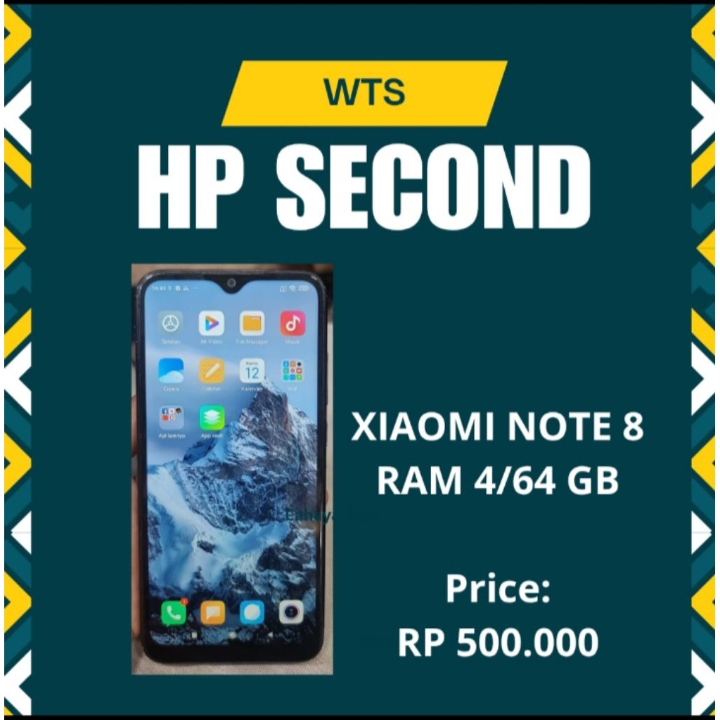 HP SECOND XIAOMI NOTE 8 RAM 4/64 GB
