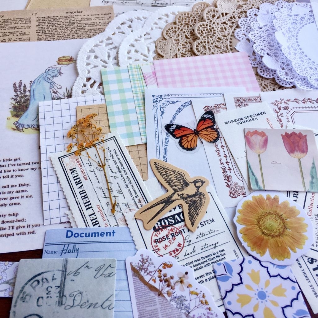 

57pcs vintage journal kit for beginners | aesthetic vintage journal atau scrapbook kit untuk pemula
