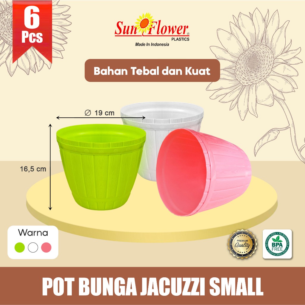 (6 Pcs) POT BUNGA JACUZZI/Pot Bunga Plastik / Pot Plastik Murah / Pot Plastik Hiasan Meja / Pot Tana