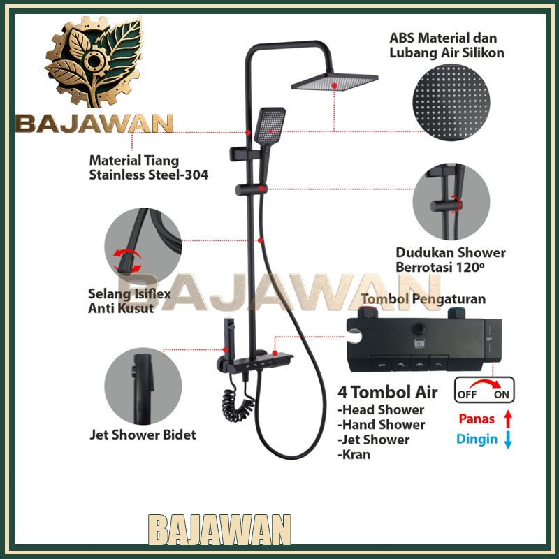 【Ready New Stock】SHOWER SET PREMIUM IGM SERIES - IH-014 (Hand Shower 3 Mode) • IK-061 (Bugatti Black