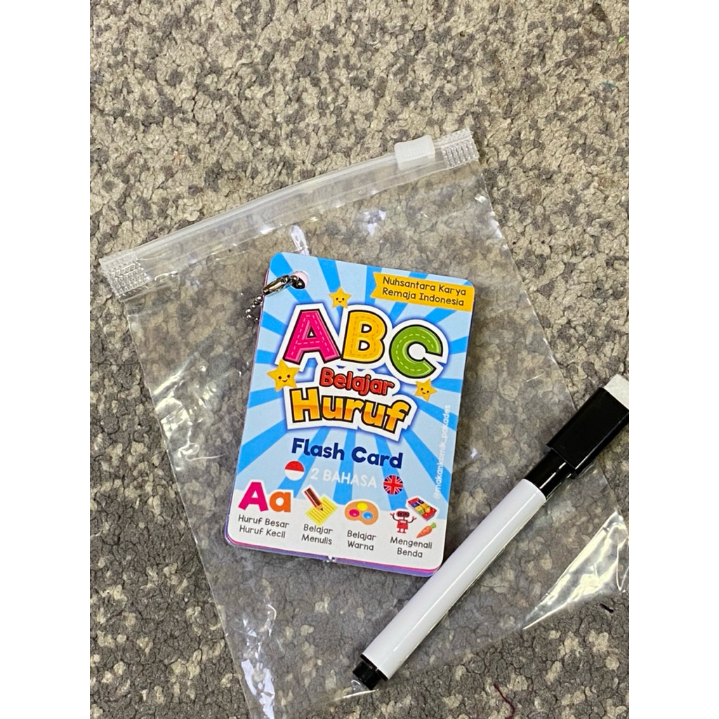 flash card wipe and clean belajar membaca menulis huruf titikpelangi.id